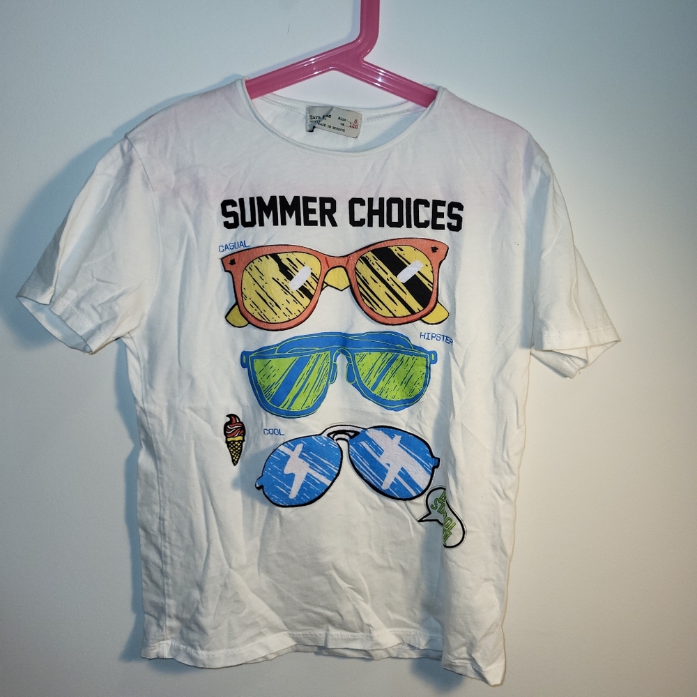 Zara t-shirt with sunglasses appliqué size 8